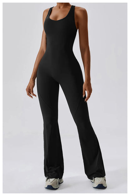 THE NOIR – OPEN BACK FLARE JUMPSUIT