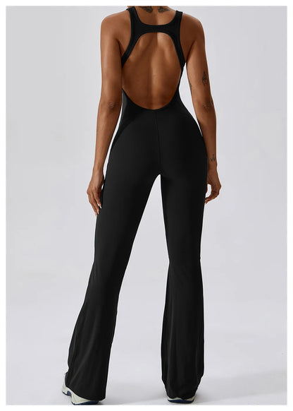 THE NOIR – OPEN BACK FLARE JUMPSUIT