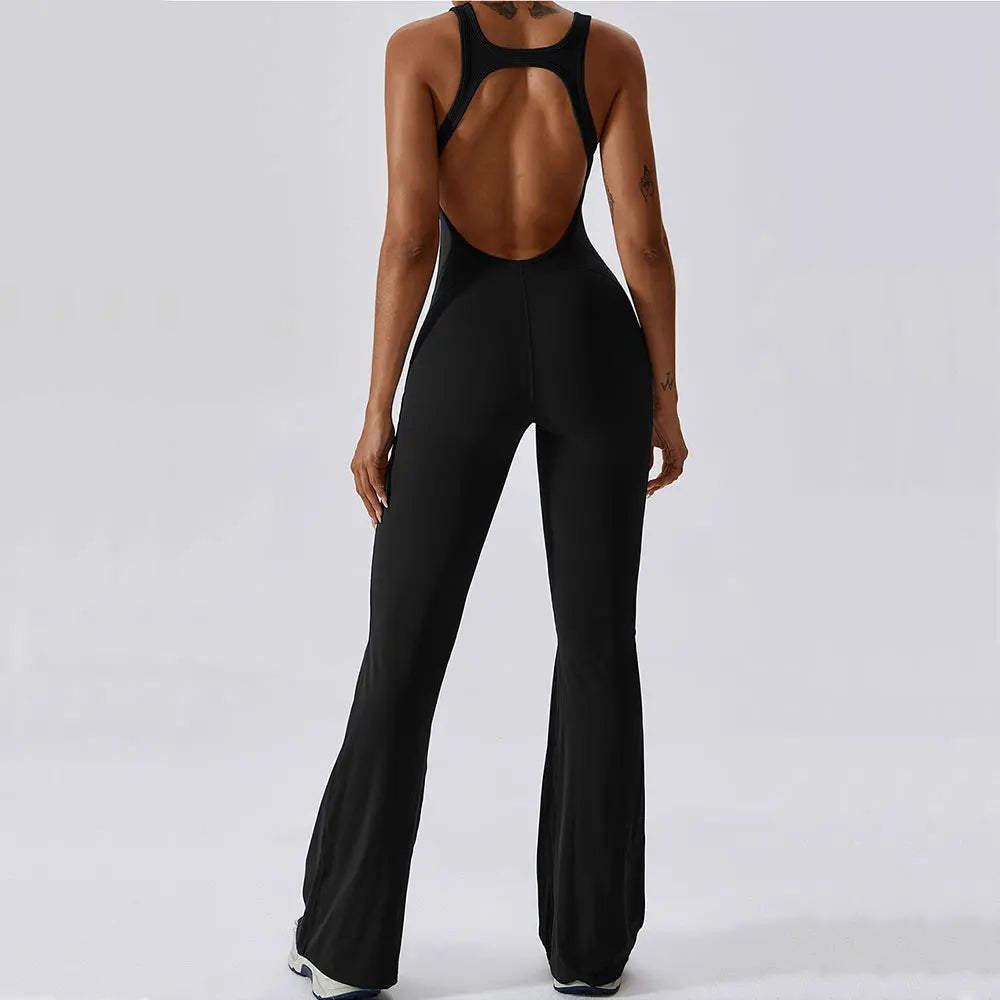 THE NOIR – OPEN BACK FLARE JUMPSUIT