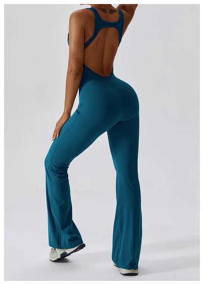 THE NOIR – OPEN BACK FLARE JUMPSUIT